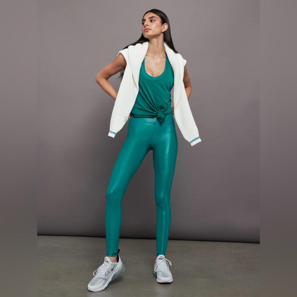 CARBON38 High Rise Full Length Leggings Takara Shine in Turquoise Takar Shine - Picture 11 of 16